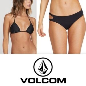 NEW Volcom Simply Seamless Triangle Top & Hipster Bottom 2 Pc. Bikini Set Sz. S